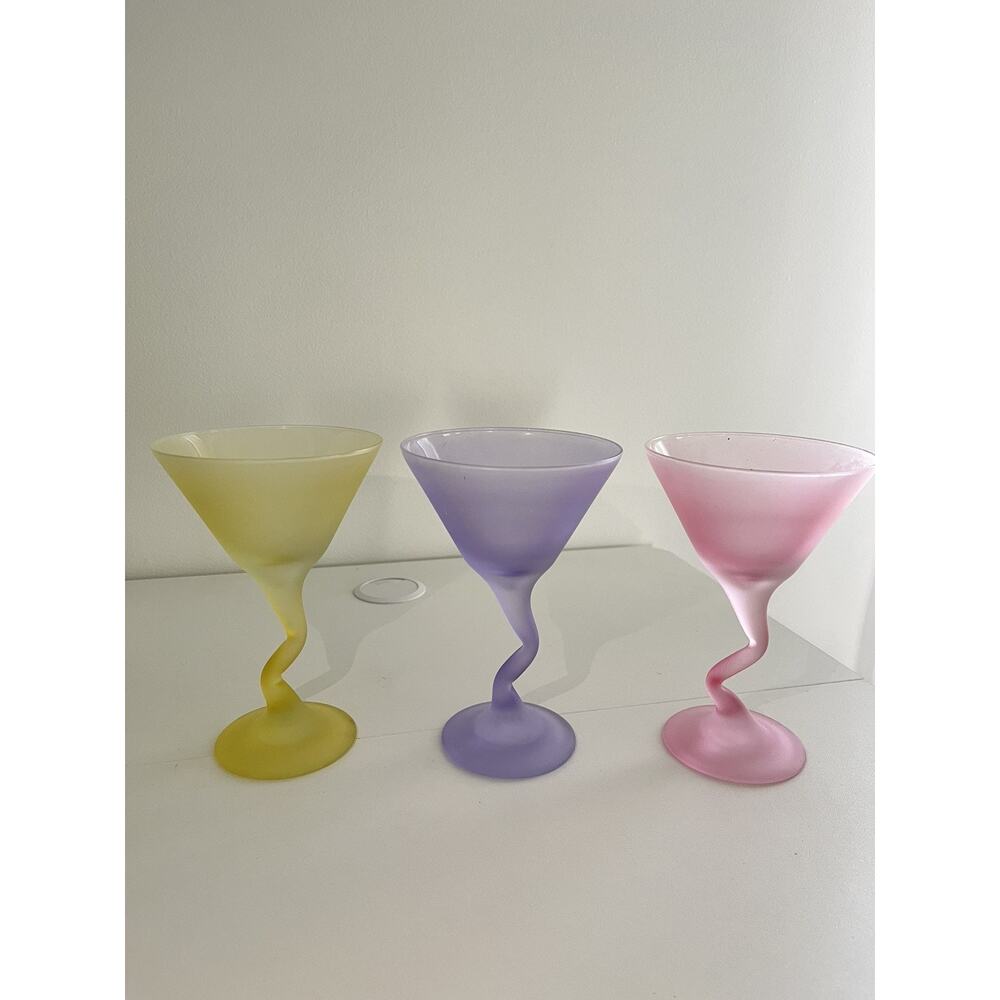 Libbey Watusi Coastal Martini Glass Set Of 6 Mid Century Pastel Retro Stemware - Picture 4 of 8
